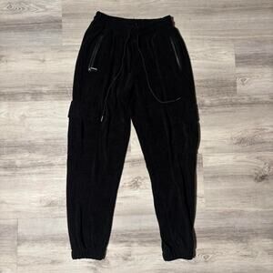 Black Allelms Cargo Sweatpants Drawstring Waist Relaxed Fit Lounge Pants